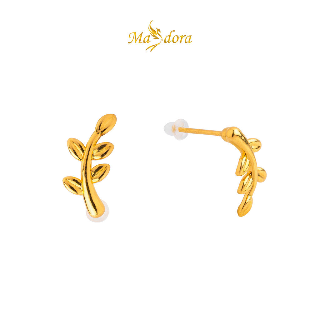 MASDORA 999 Gold Earring Earrings Emas ~ Golden Leafy (EMAS 999/24K)