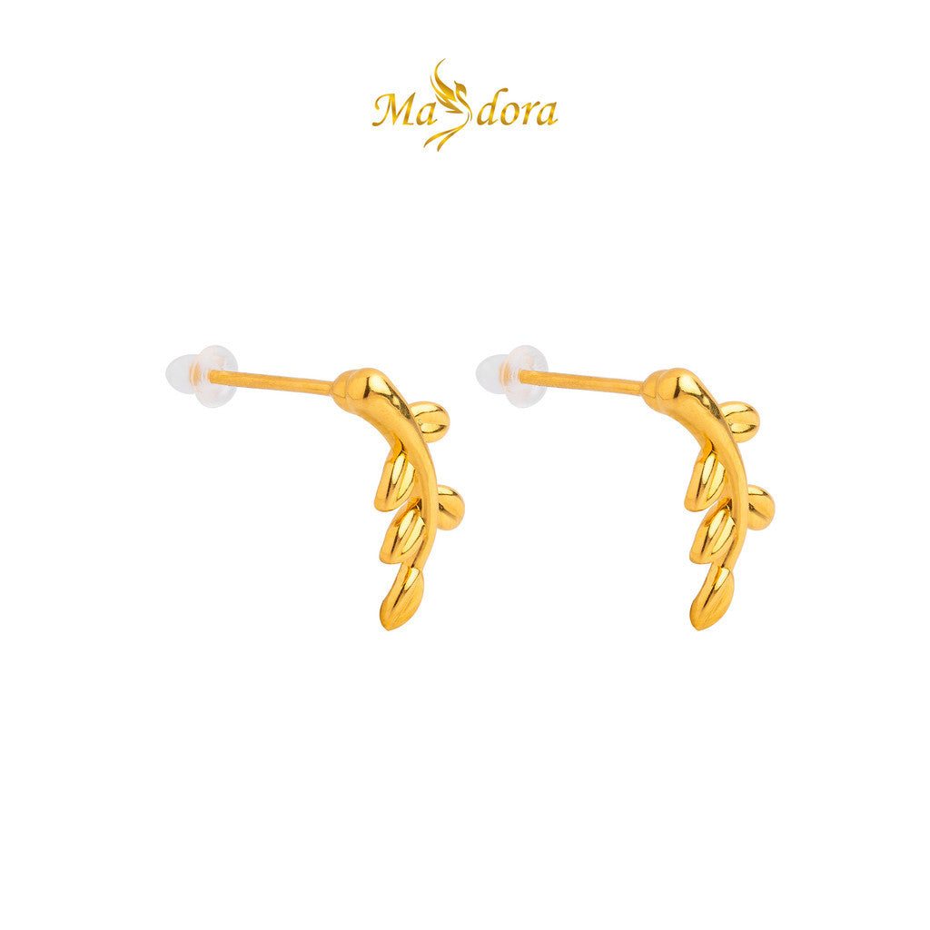 MASDORA 999 Gold Earring Earrings Emas ~ Golden Leafy (EMAS 999/24K)