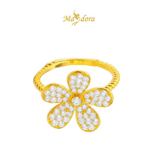 MASDORA 916 Gold Ring Rings Cincin Emas ~ Sparkling Flower Rope (EMAS 916/22K)