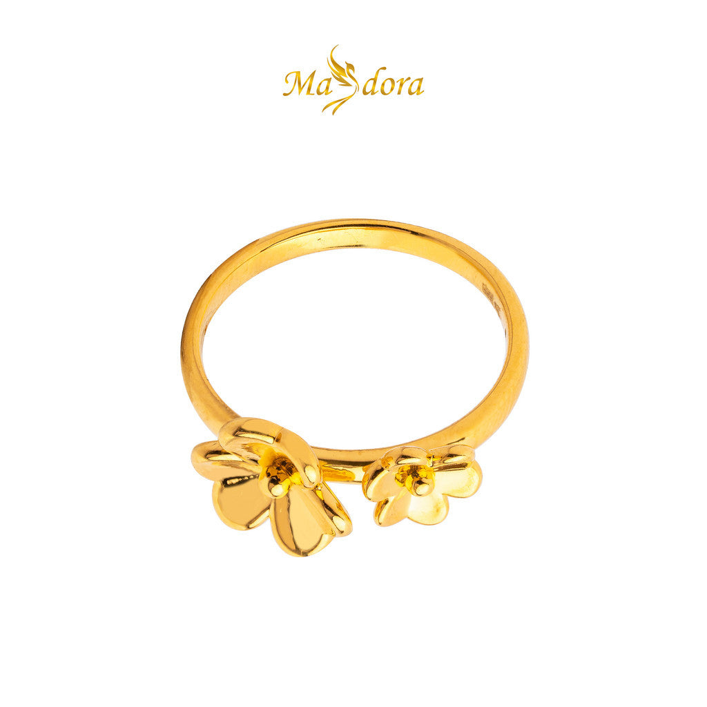 MASDORA 999 Gold Ring Rings Cincin Emas ~ Golden Double Trifoglio (EMAS 999/24K)