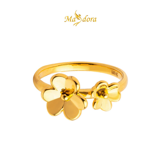 MASDORA 999 Gold Ring Rings Cincin Emas ~ Golden Double Trifoglio (EMAS 999/24K)