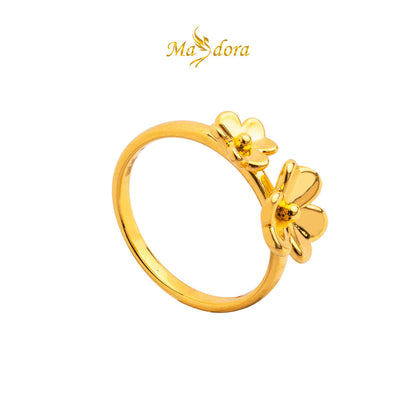 MASDORA 999 Gold Ring Rings Cincin Emas ~ Golden Double Trifoglio (EMAS 999/24K)