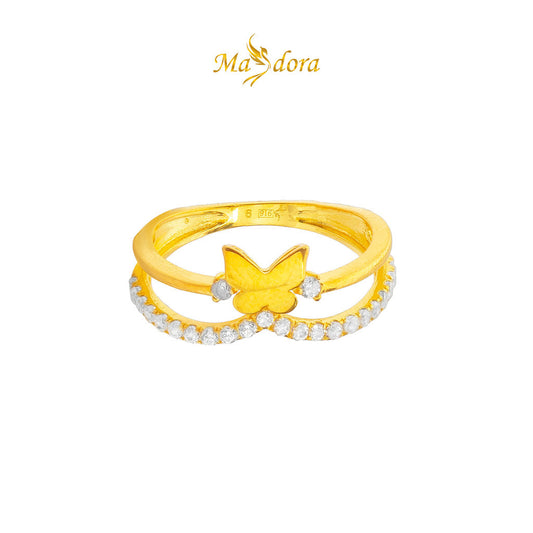 MASDORA 916 Gold Ring Rings Cincin Emas ~ Sparkling V-Butterfly (EMAS 916/22K)