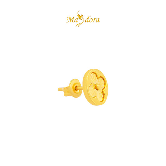 MASDORA 916 Gold Earings Earing Subang Emas ~ Exclusive Golden Round V Flower Stud (EMAS 916/22K)