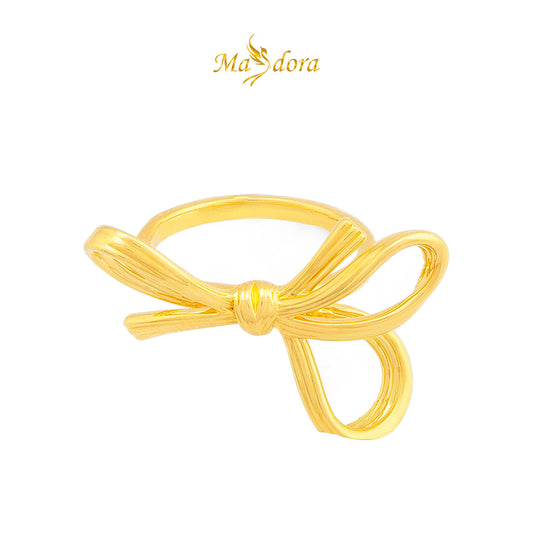 MASDORA 999 Gold Ring Rings Cincin Emas ~ Coquette Ribbon (EMAS 999/24K)