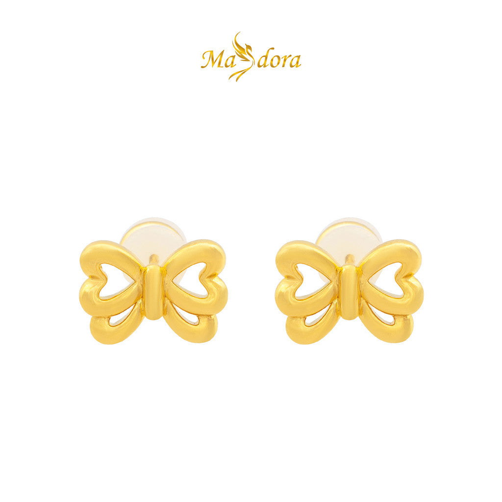 MASDORA 999 Gold Earring Earrings Subang Emas ~ Golden Bow (EMAS 999/24K)
