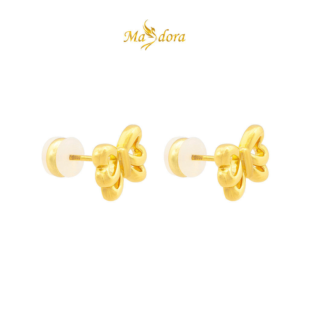 MASDORA 999 Gold Earring Earrings Subang Emas ~ Golden Bow (EMAS 999/24K)