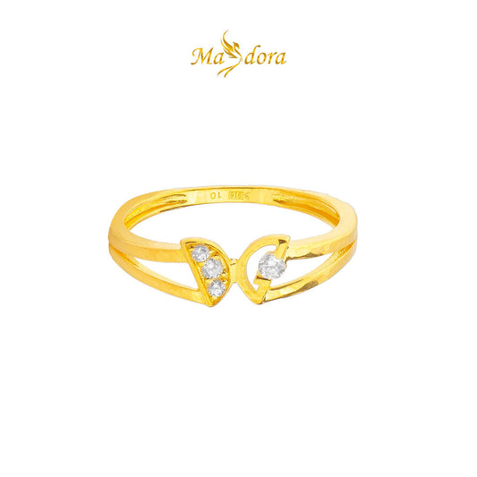 MASDORA 916 Gold Ring Rings Cincin Emas ~ Sparkling Geometric Butterfly (EMAS 916/22K)