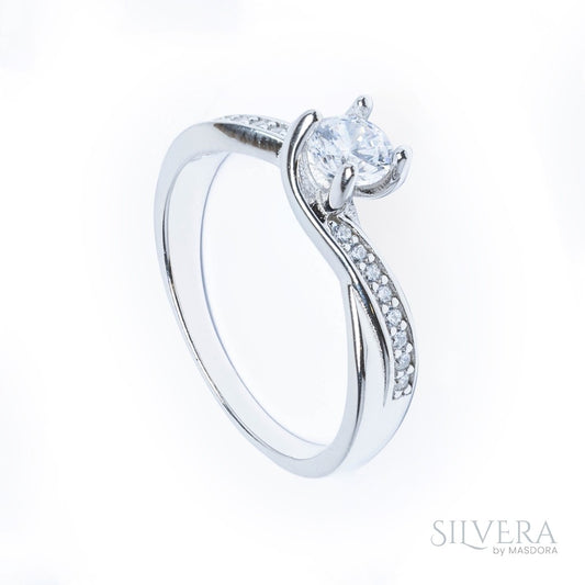 SILVERA 925 Silver Ring Rings Cincin Perak ~ Sparkling Solitaire Ring, 925 Silver by Masdora