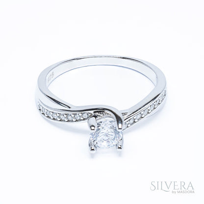 SILVERA 925 Silver Ring Rings Cincin Perak ~ Sparkling Solitaire Ring, 925 Silver by Masdora