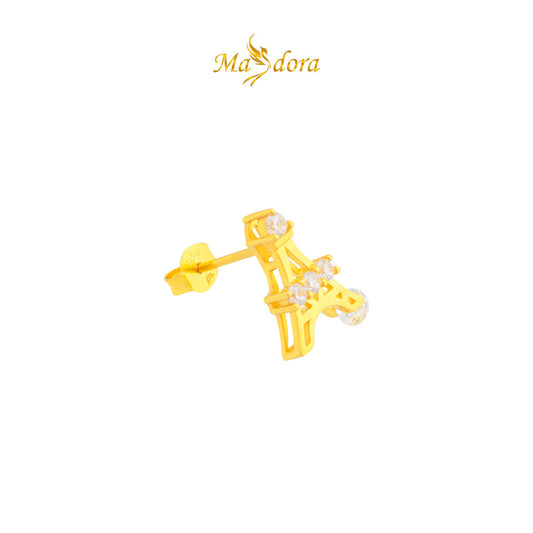 MASDORA 916 Gold Earings Earing Subang Emas ~ Sparkling Paris Tower Stud (EMAS 916/22K)