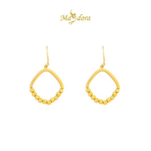 MASDORA 916 Gold Earings Earing Subang Emas ~ Emirates Star Golden Perlee Hook (EMAS 916/22K)