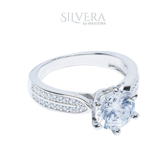 SILVERA 925 Silver Ring Rings Cincin Perak ~ Eternity Love Solitaire Ring, 925 Silver by Masdora