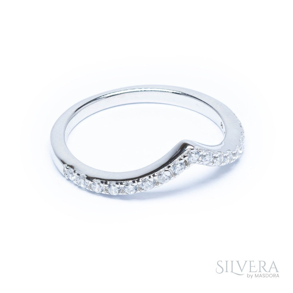SILVERA 925 Silver Ring Rings Cincin Perak ~ Sparkling V-Ring, 925 Silver by Masdora