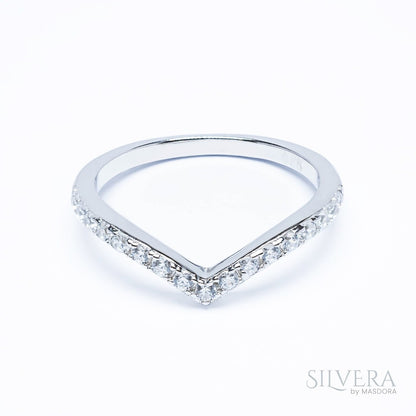 SILVERA 925 Silver Ring Rings Cincin Perak ~ Sparkling V-Ring, 925 Silver by Masdora
