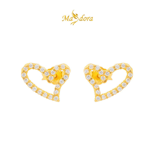 MASDORA 916 Gold Earrings Earring Subang Emas ~ Sparkling Sincero Stud (EMAS 916/22K)