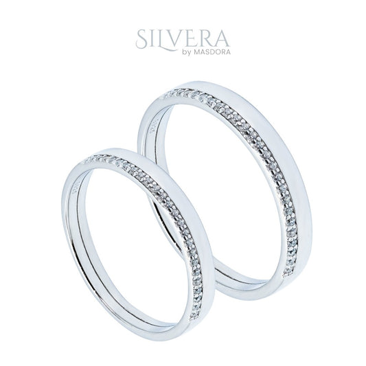 SILVERA 925 Silver Ring Rings Cincin Perak ~ Eternal Love Wedding Band, 925 Silver by Masdora