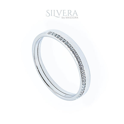 SILVERA 925 Silver Ring Rings Cincin Perak ~ Eternal Love Wedding Band, 925 Silver by Masdora