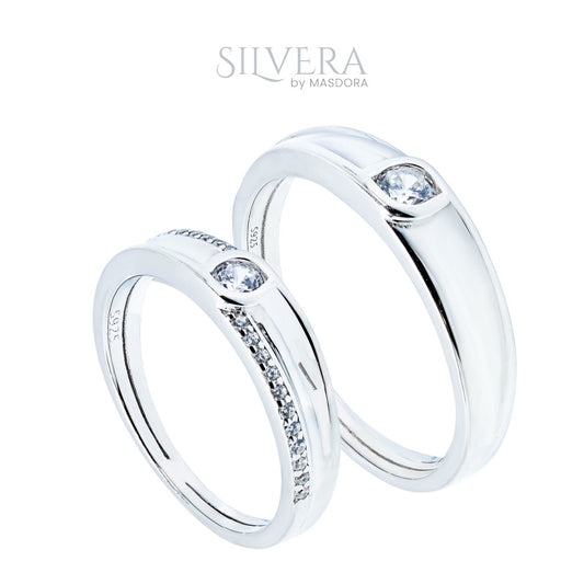 SILVERA 925 Silver Ring Rings Cincin Perak ~ Forever Love Wedding Band, 925 Silver by Masdora
