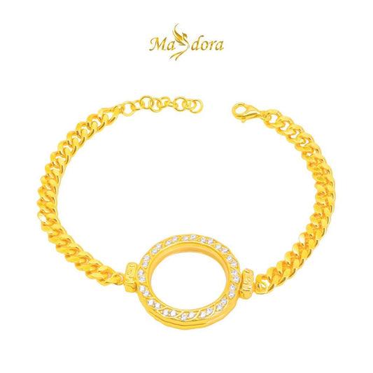 SILVERA 24K Gold Plated Rosie Medallion Bracelet, 925 Silver by Masdora