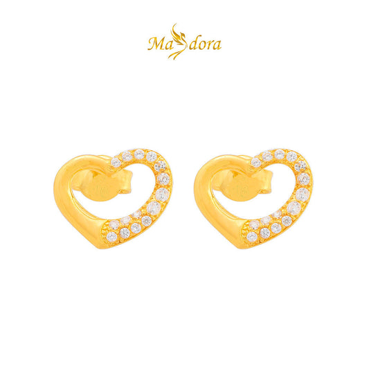 MASDORA 916 Gold Earrings Earring Subang Emas ~ Semi-Sparkle Sincero Love Stud (EMAS 916/22K)