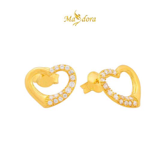 MASDORA 916 Gold Earrings Earring Subang Emas ~ Semi-Sparkle Sincero Love Stud (EMAS 916/22K)