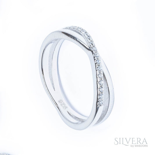 SILVERA 925 Silver Ring Rings Cincin Perak ~ Sparkling Galaxy Cross Ring, 925 Silver by Masdora