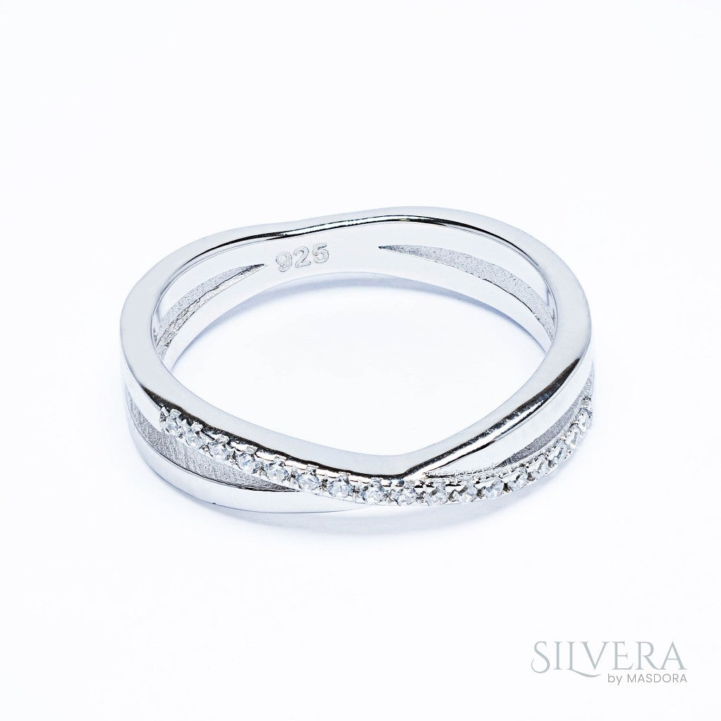 SILVERA 925 Silver Ring Rings Cincin Perak ~ Sparkling Galaxy Cross Ring, 925 Silver by Masdora