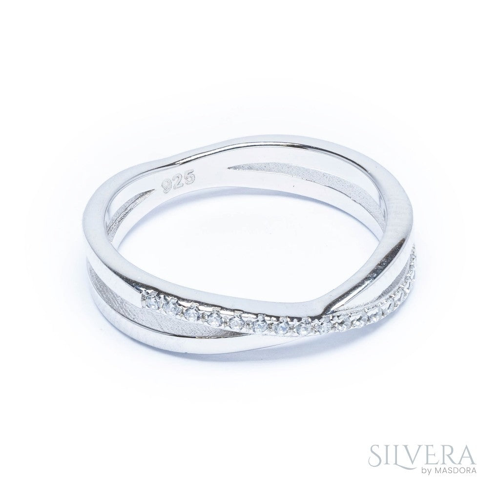 SILVERA 925 Silver Ring Rings Cincin Perak ~ Sparkling Galaxy Cross Ring, 925 Silver by Masdora