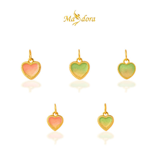 MASDORA 999 Gold Pendant Loket Emas ~ Gradient Heart (EMAS 999/24K) -- FREE LEATHER BRACELET!