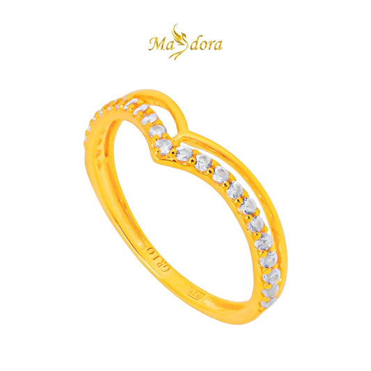 MASDORA 916 Gold Ring Rings Cincin Emas ~ Sparkling Duo V (EMAS 916/22K)
