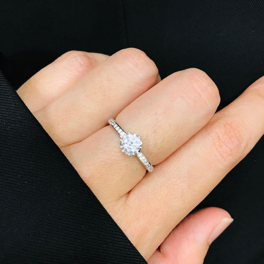 SILVERA 925 Silver Ring Rings Cincin Perak ~ Sparkling Crown Solitaire Ring, 925 Silver by Masdora