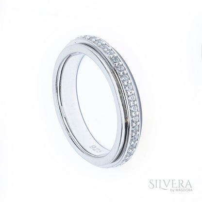 SILVERA 925 Silver Ring Rings Cincin Perak ~ Sparkling Love Pave Ring, 925 Silver by Masdora