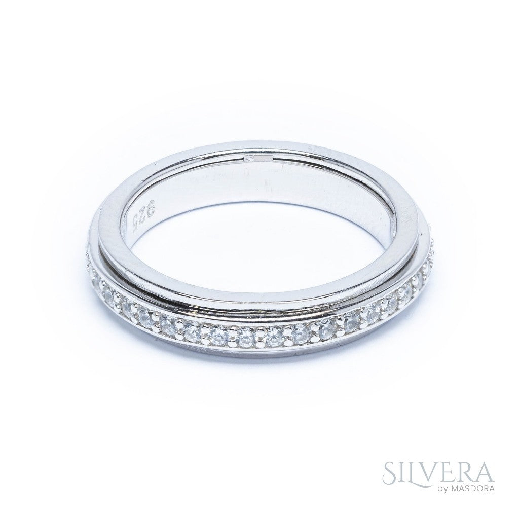 SILVERA 925 Silver Ring Rings Cincin Perak ~ Sparkling Love Pave Ring, 925 Silver by Masdora