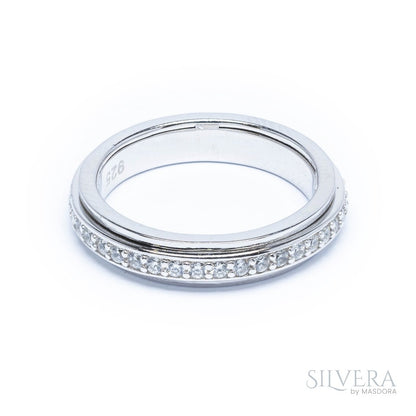SILVERA 925 Silver Ring Rings Cincin Perak ~ Sparkling Love Pave Ring, 925 Silver by Masdora