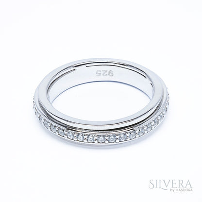 SILVERA 925 Silver Ring Rings Cincin Perak ~ Sparkling Love Pave Ring, 925 Silver by Masdora