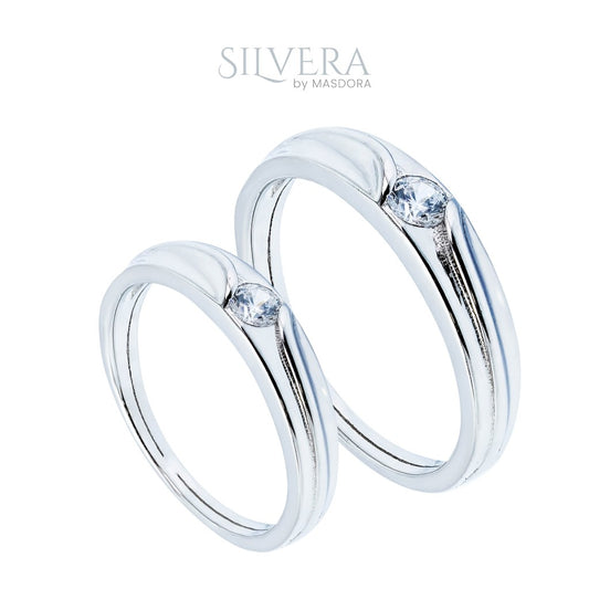 SILVERA 925 Silver Ring Rings Cincin Perak ~ Harmony Love Wedding Band, 925 Silver by Masdora
