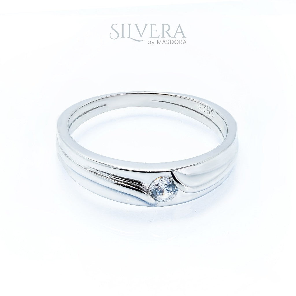 SILVERA 925 Silver Ring Rings Cincin Perak ~ Harmony Love Wedding Band, 925 Silver by Masdora