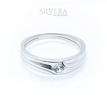 SILVERA 925 Silver Ring Rings Cincin Perak ~ Harmony Love Wedding Band, 925 Silver by Masdora