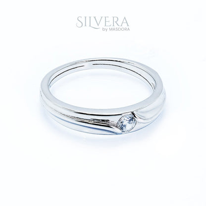 SILVERA 925 Silver Ring Rings Cincin Perak ~ Harmony Love Wedding Band, 925 Silver by Masdora