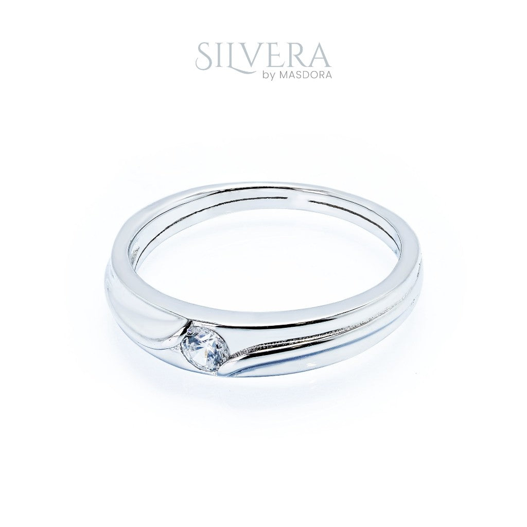 SILVERA 925 Silver Ring Rings Cincin Perak ~ Harmony Love Wedding Band, 925 Silver by Masdora
