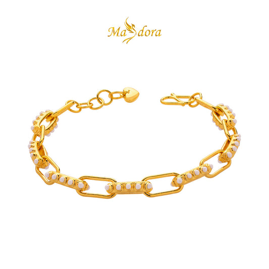 MASDORA 999 Gold Bracelet Rantai Tangan Emas ~ Dotted Paperclip (EMAS 999/24K)