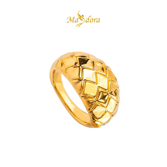 MASDORA 999 Gold Ring Rings Cincin Emas ~ Golden Plaited Diamond (EMAS 999/24K)