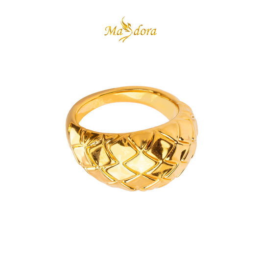 MASDORA 999 Gold Ring Rings Cincin Emas ~ Golden Plaited Diamond (EMAS 999/24K)