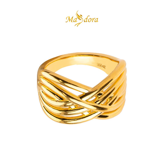 MASDORA 999 Gold Ring Rings Cincin Emas ~ Golden Luxury Wave (EMAS 999/24K)
