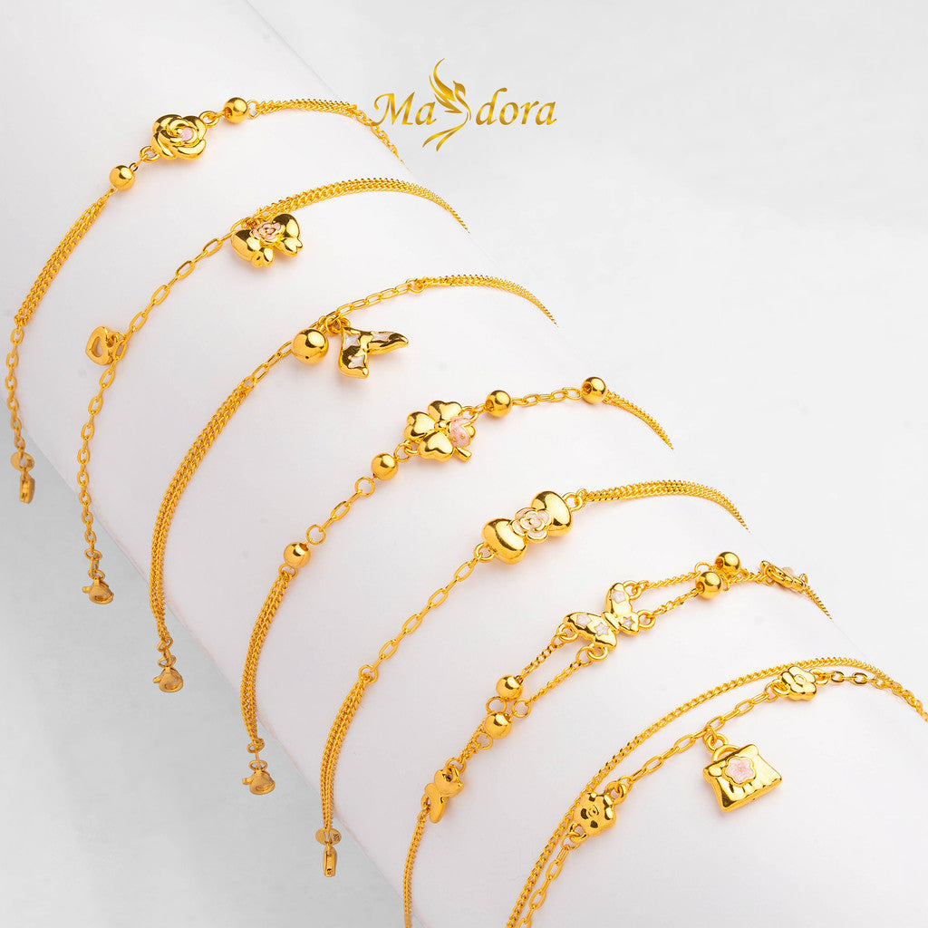 MASDORA 999 Gold Bracelet Rantai Tangan Emas ~ Cute Enamel Edition (EMAS 999/24K)