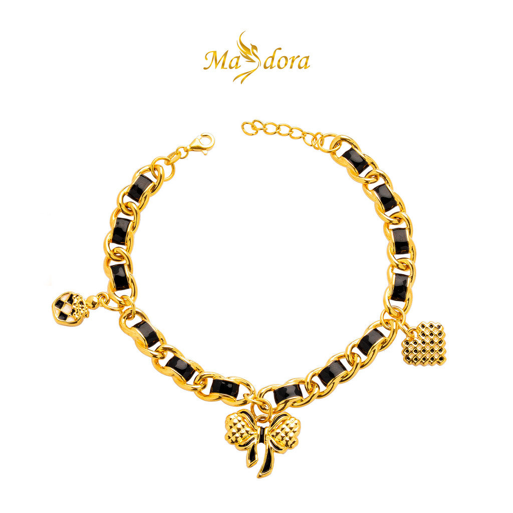 MASDORA 999 Gold Bracelet Rantai Tangan Emas ~ Twee Dangles Edition (EMAS 999/24K)