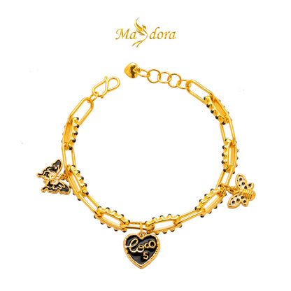 MASDORA 999 Gold Bracelet Rantai Tangan Emas ~ Twee Dangles Edition (EMAS 999/24K)