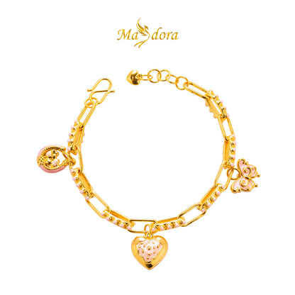MASDORA 999 Gold Bracelet Rantai Tangan Emas ~ Twee Dangles Edition (EMAS 999/24K)