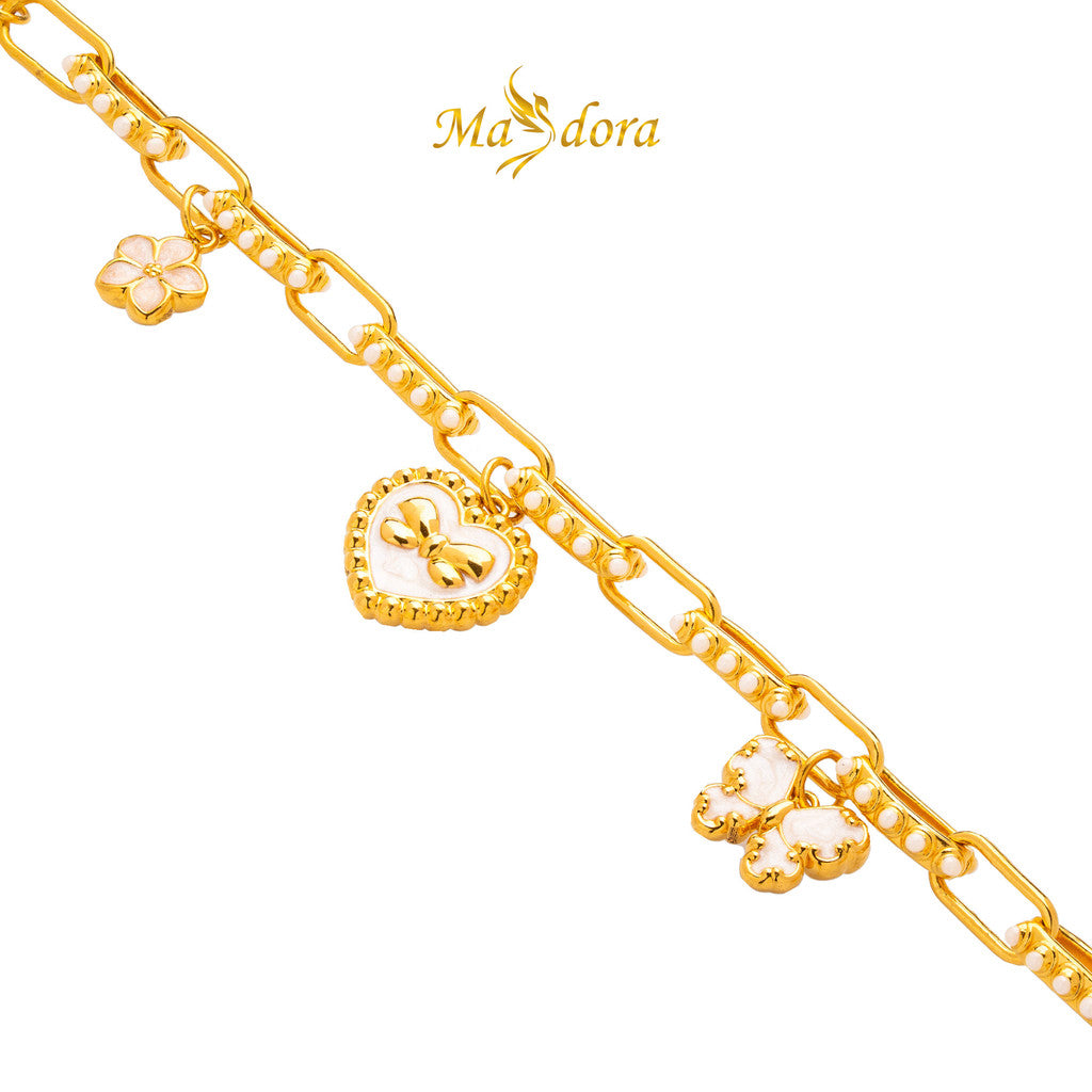 MASDORA 999 Gold Bracelet Rantai Tangan Emas ~ Twee Dangles Edition (EMAS 999/24K)